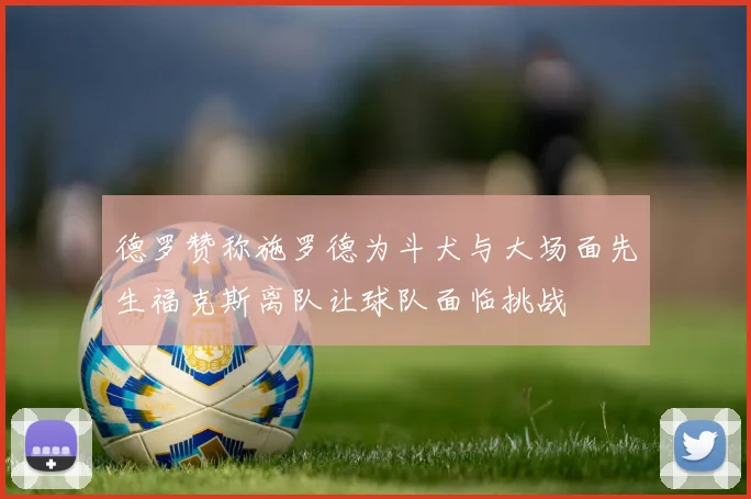 德罗赞称施罗德为斗犬与大场面先生福克斯离队让球队面临挑战